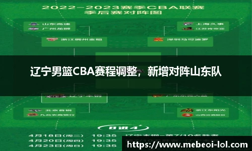 辽宁男篮CBA赛程调整，新增对阵山东队